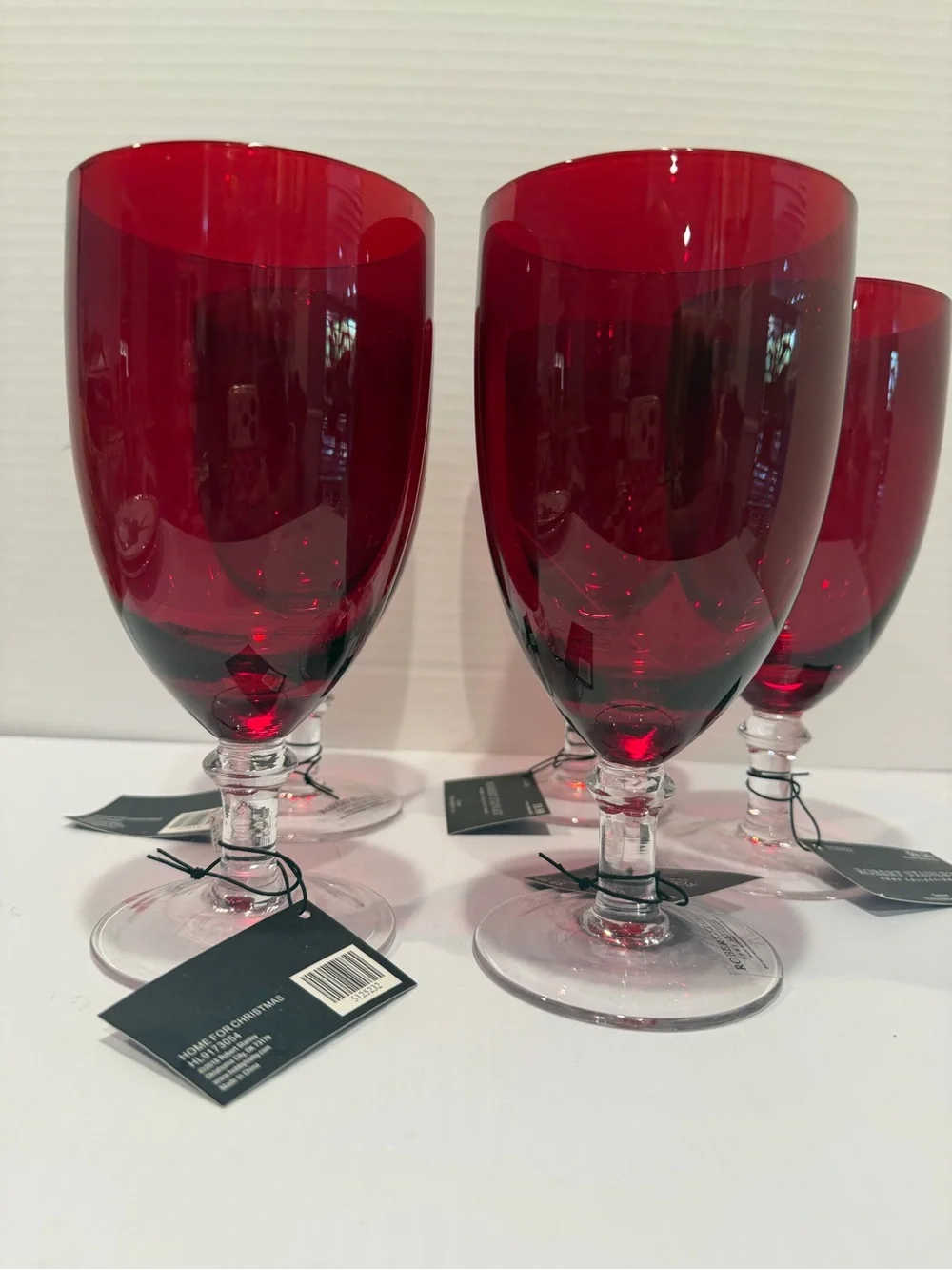 NWT Robert Stanley Home For Christmas 2018 Ruby Red Water Goblets Set of 5 MINT